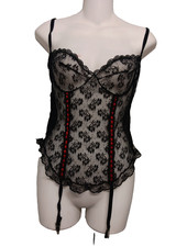 Vtg Lingerie Lace Teddy W Garter Straps Sz 36