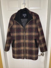 Pendleton Women  s Wool Blend Walker Jacket - Maroon/Bronze Plaid Sz L Nice