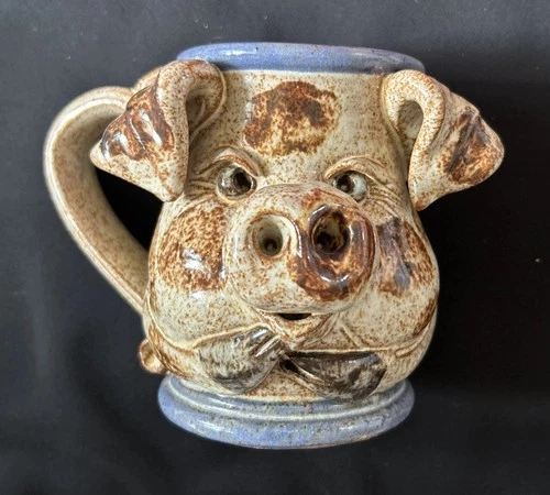 Vintage JOHN COINER Deneen Pottery 3D Pig Mug Patty Graff