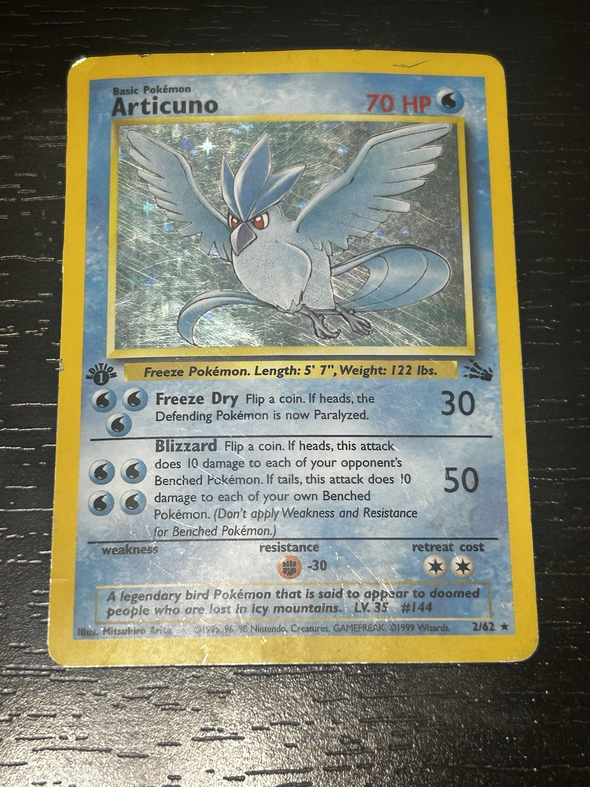Pokémon TCG Articuno 1st Edition Holo Rare Card 2/62 Fossil