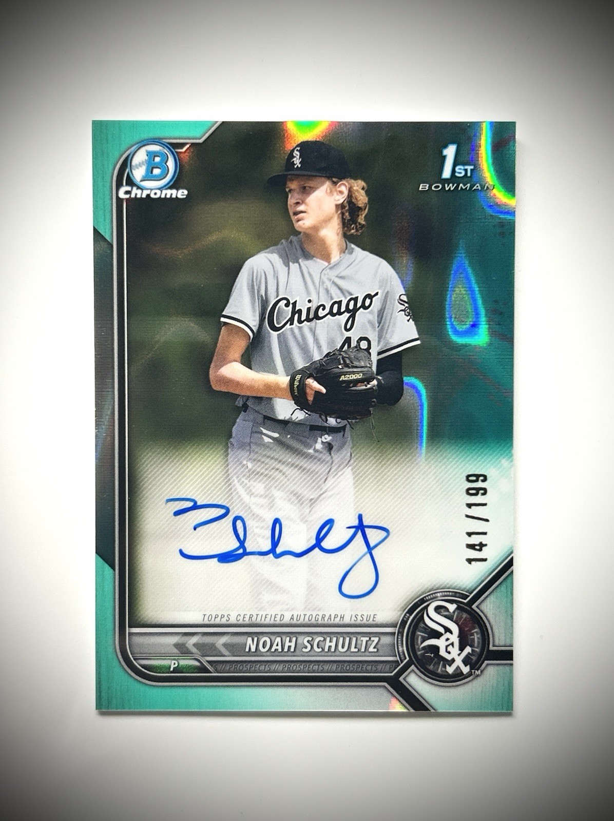 2022 Bowman Chrome Draft  Noah Schultz Aqua Lava /199 1st Bowman Auto