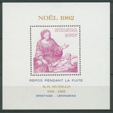 Ruanda 1982 Weihnachten Gem&auml;lde von Murillo Block 100 postfrisch (C27221)