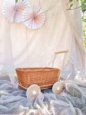 Wicker Natural Colour Toy Stroller Doll Basket 44x33xH48/24cm