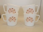 Lot of 4 VTG Vintage Pyrex Milk Glass Coffee Mug Gold Summer  Impressions Flower