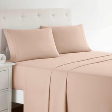 Clara Clark Premier 1800 Series 4PC Deep Pocket Bed Sheet Set Peach King