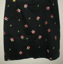 #171 Betu Sport Black embroidered Pink rose lily Skirt Tennis Golf Athletic 10