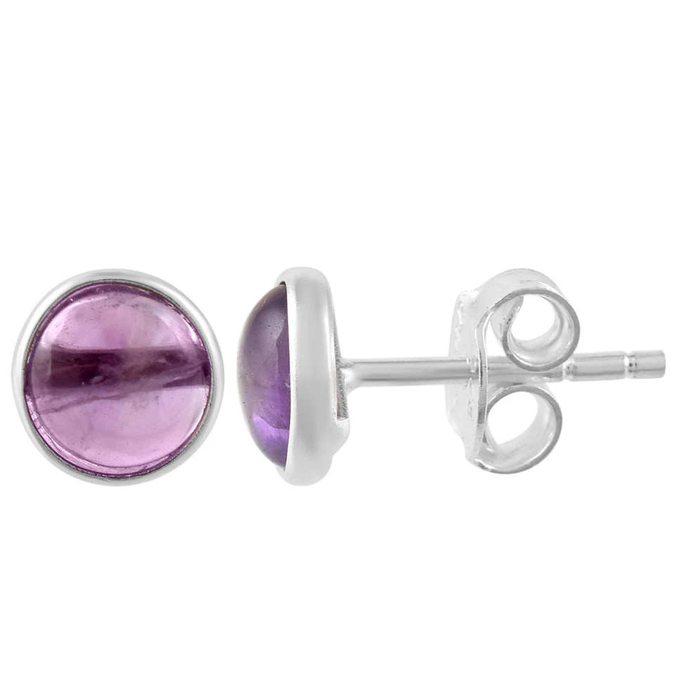 Fatto a Mano 925 Argento Sterling 5MM Rotondo Gemma Portafortuna Lobo Orecchini - Immagine 4 di 4