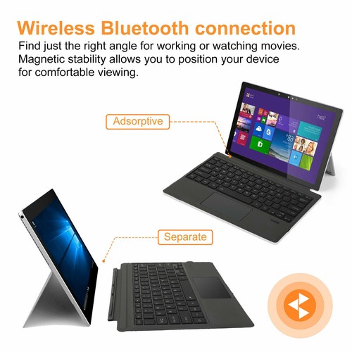 Wireless Blue-tooth Keyboard With Touchpad For Microsoft Surface Pro 3 4 5 6 7 - Picture 9 of 10