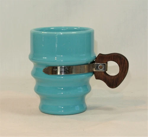 METLOX California Pottery POPPYTRAIL Turquoise Tumbler with Clip-On Handle