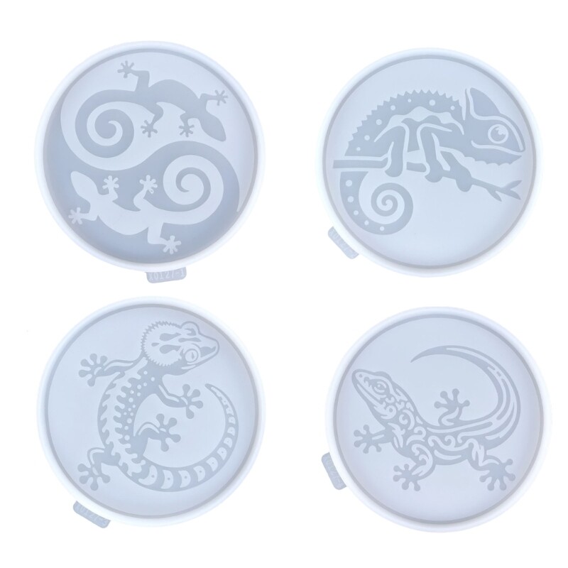 4 Pack Lizard Shaped Resin Moulds for Art Projects and Cup Pads