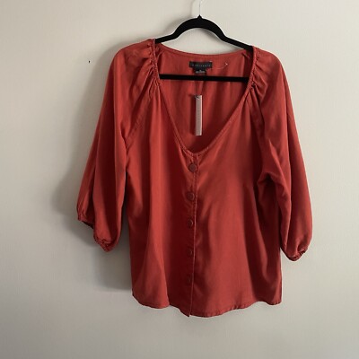 Sanctuary Women SZ XL Orange Button Front Peasant Neck 3/4