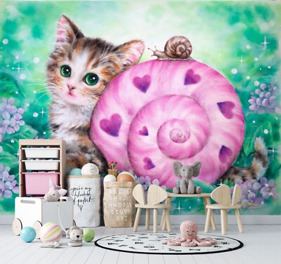 3D Liebe Schnecken Katze C581 Tapete Wandbild Fototapete Kayomi Harai Amy