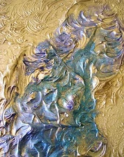 ANGEL WING Original Modern Abstract Mixed Media Painting 20"x16" Julia Garcia 