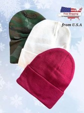 Beanie Hat Cap Plain Knit Ski Skull Cuff Winter Warm Slouchy Men Women Unisex 