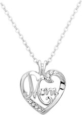 Mom Christmas Gifts Necklace Heart CZ Pendant Gifts for Women from Daughter Son