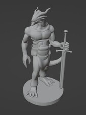 Dragonborn Fighter Warrior with Greatsword 28mm Scale DND D D Tabletop Miniature