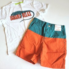 Gymboree Boy sz 5 Bright  Beachy Iguana Relax Tee orange Colorblock Shorts NWT