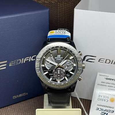 Casio Edifice EQS-930TL-1A Black Analog Leather Solar Powered