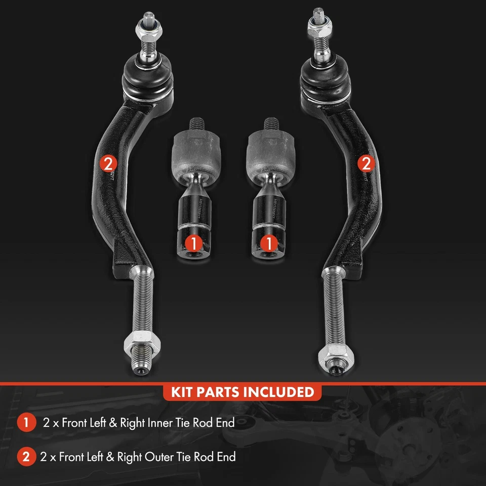 4 peças extremidade dianteira interna e externa da haste de amarração para Cadillac STS 2005-2008 3.6L 4.4L 4.6L - Imagem 3 de 4