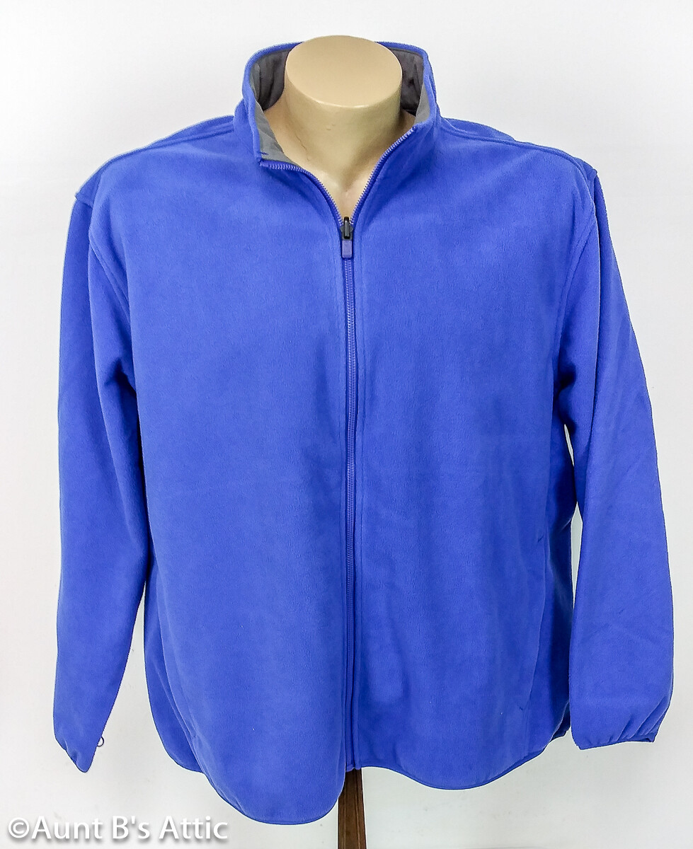Jacket Men's Lands End Soft Shell Fleece Casual Blue Zip Front Jacket 2XL