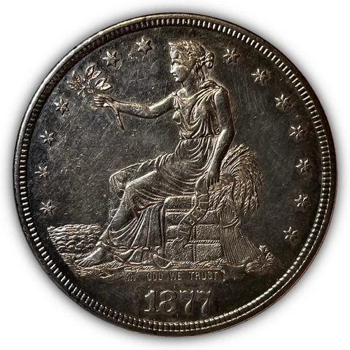 1877-S Former NGC Trade Dollar Uncirculated UNC Coin, Cleaning #7088