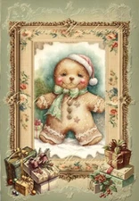 Victorian Gingerbread Man Designer Cotton Fabric Quilt Block Multi-size