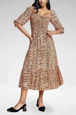 FAITHFULL Galet De Christin Smocked Animal Print Casual Size 6 AU Pre owned