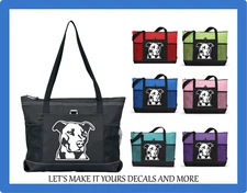 PIT BULL HEAD CUSTOM TOTE PURSE DIAPER TRAVEL GYM SPORTS BAG DOG LOVERS ZIPS