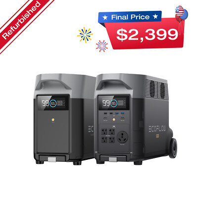 EcoFlow DELTA Pro Power Station+Extra Battery 7200Wh Certified Refurbished, LFP