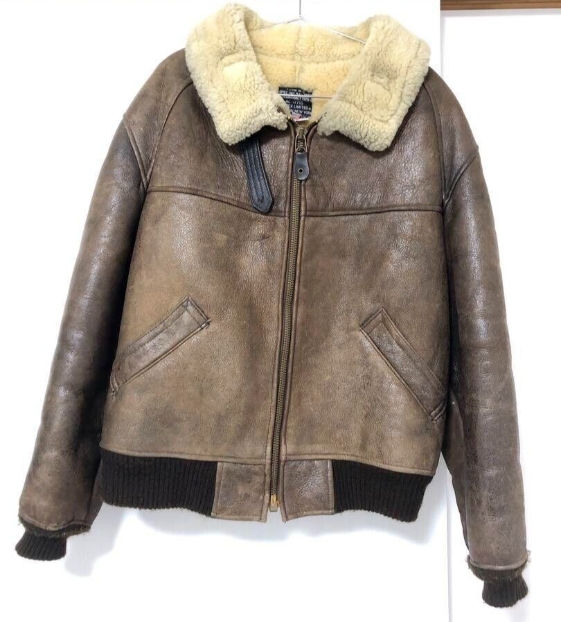 AVIREX B-6 Flight Jacket Sheepskin Mouton Men Size 40 Brown Made 