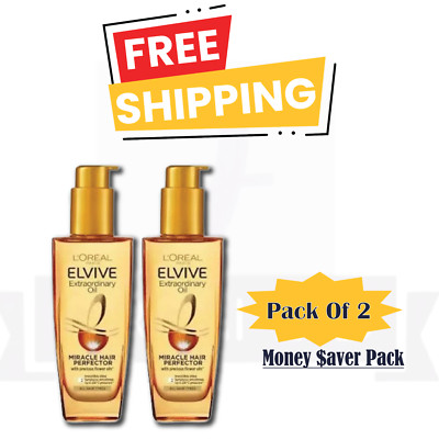 2X L'oreal Paris Elvive Extraordinary Hair Nourishing Oil For All Hair 3.4fl Oz