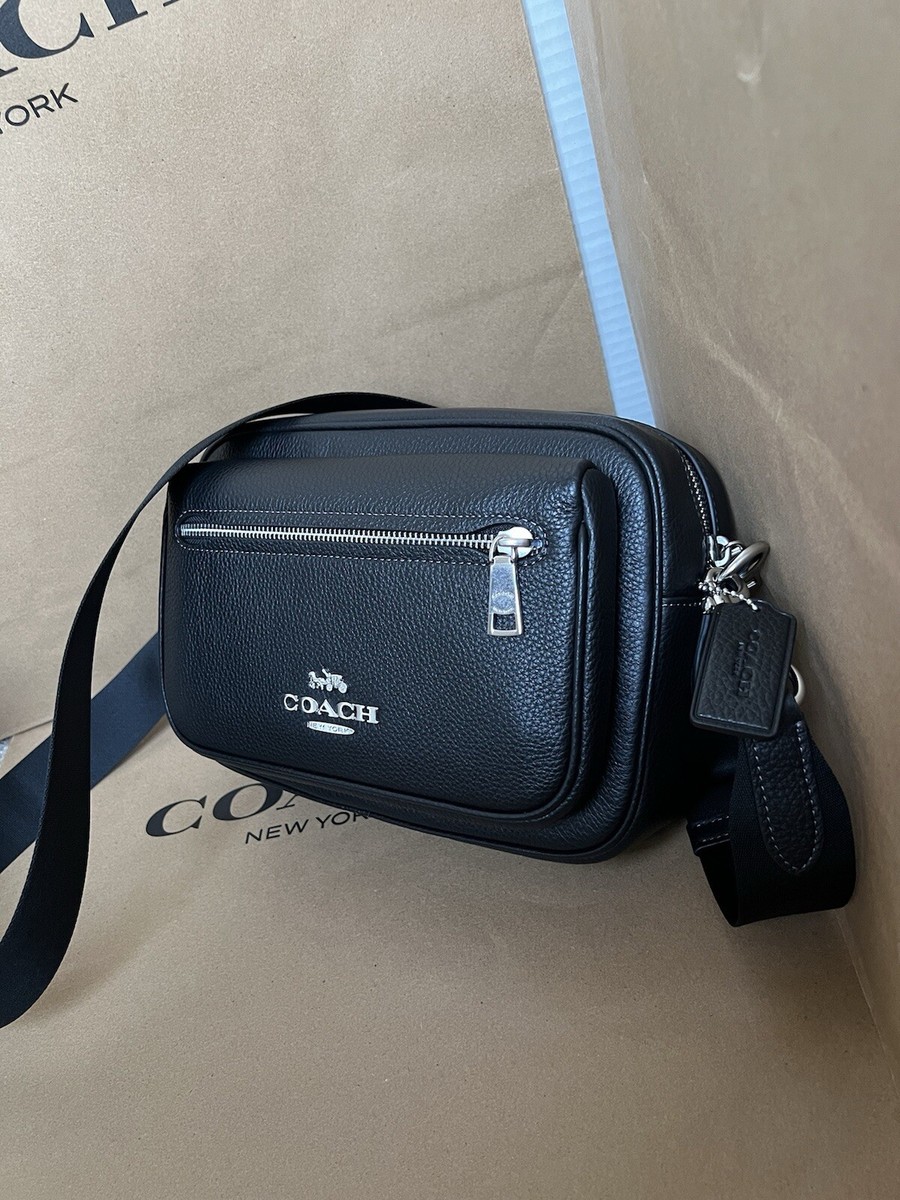 ショルダーバッグ COACH Elias Crossbody CJ509 NWT COACH Elias CJ509 Leather Crossbody Purse Black Bag Men