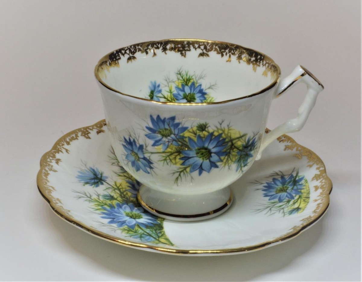 Rare 40s AYNSLEY Bone China England BLUE FLOWERS #2504 Set