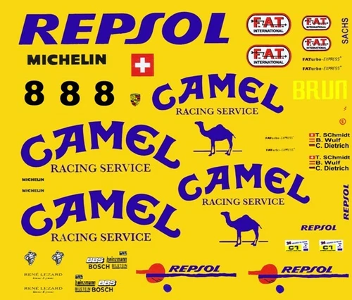 #8 Camel Porsche 962 C 1/64 Scale Slot Car Decals