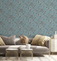 Vliestapete Tropisch Palmen BläTter Floral Blau Schwarz Weiß 82340 (3,47€/1Qm)