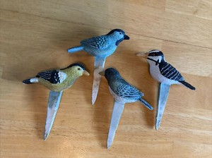 Bird Lot Of 4 Plant Pick, Garden Decor, Flower Pot