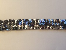 Gunmetal 7/8" Wide Stretch Sequin Trim, by the yard, bling, costume, school