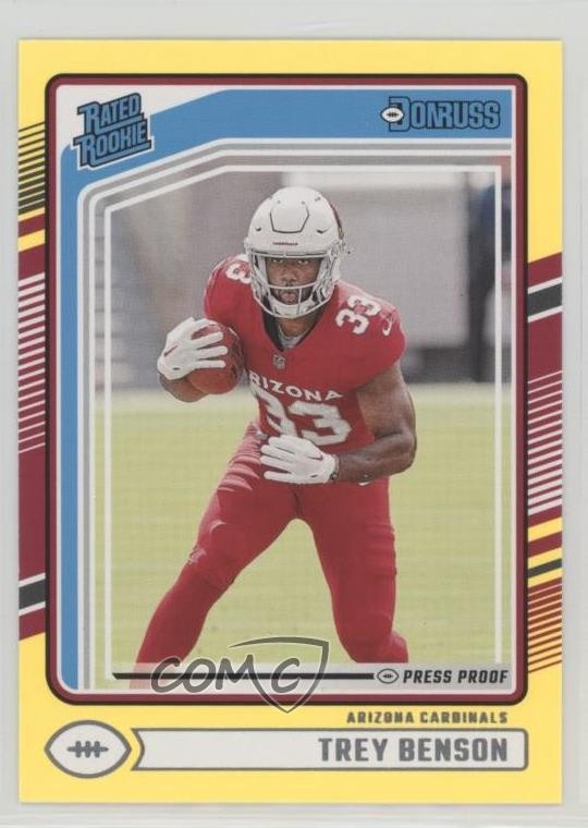 2024 Panini Donruss Rated Yellow Press Proof Trey Benson #326 Rookie RC e9p