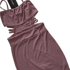 PrettyLittleThing NWT Pink Ribbed Cutout Mini Dress Size 4 Bodycon Clubwear