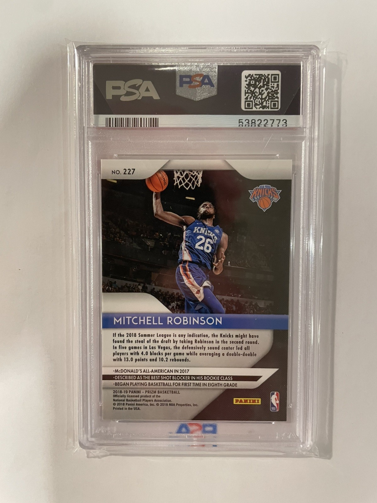 🔥 PSA 10 Gem Mint ROOKIE card Mitchell Robinson 2018 Panini Prizm NYK 🏀 view 2