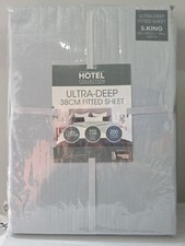 Image of Hotel Collection Ultra-Deep 38cm Fitted Sheet, Superking, Grey, 200TC, New