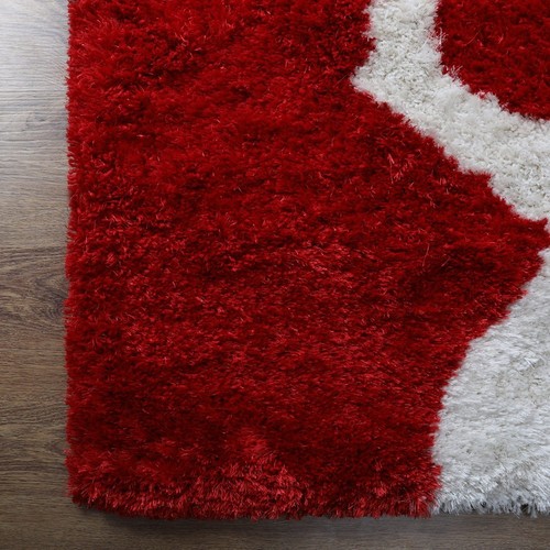Eco-Friendly Hand Tufted Shag Polyester Area Rug Contemporary Red White BBK00003 - Picture 4 of 101
