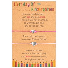 Heart-Shaped Personalized Back to School Kindergarten First Day Bracelet