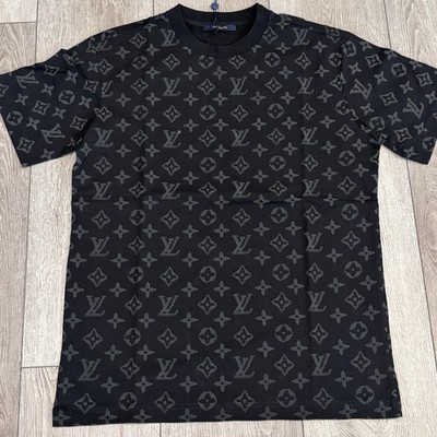 Louis Vuitton LV Monogram T Shirt Black Logo All Over Pattern New