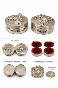 Vintage Baby Tooth & Curl Boxes Teddy Bear Lids Pair