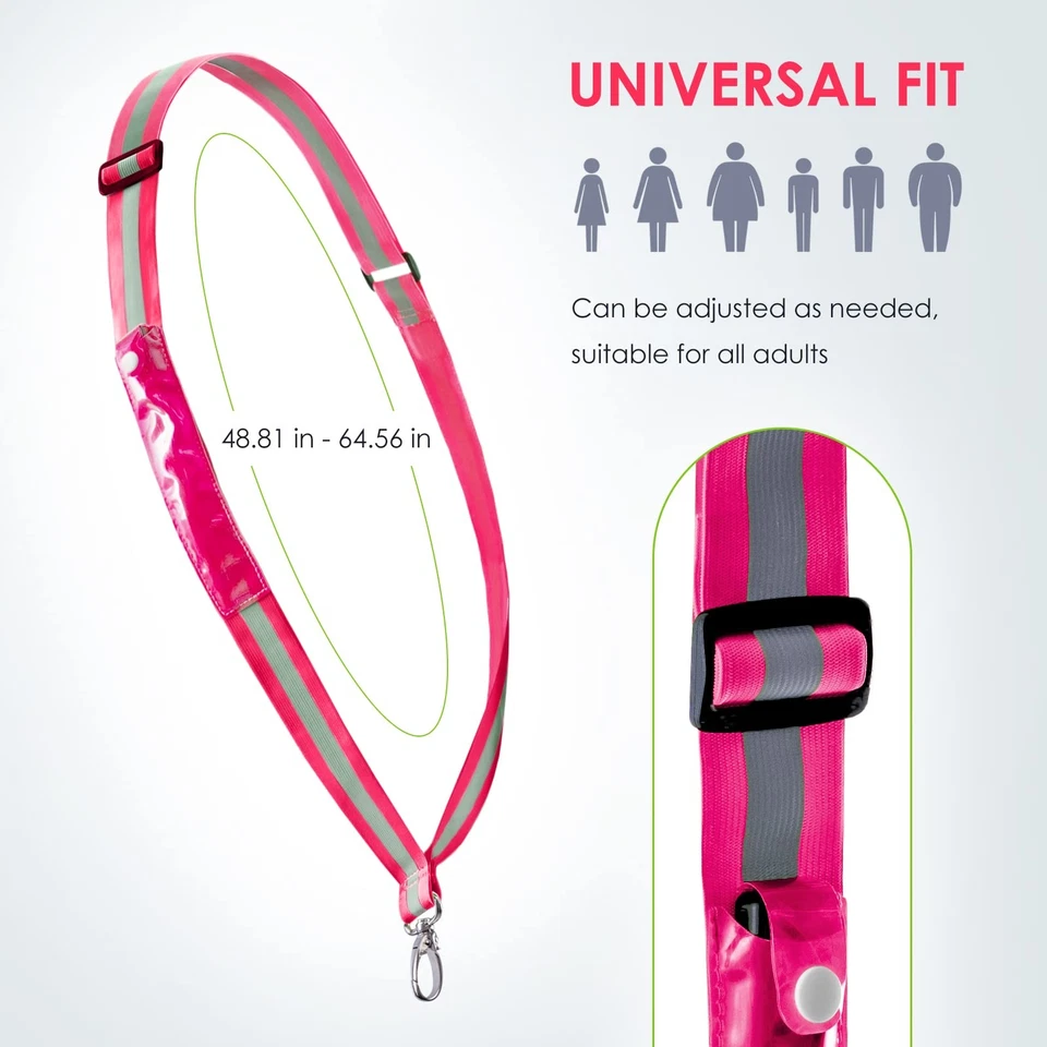 Faixa reflexiva de cinto de LED para caminhar à noite, alta visibilidade ajustável Nig... - Imagem 3 de 4