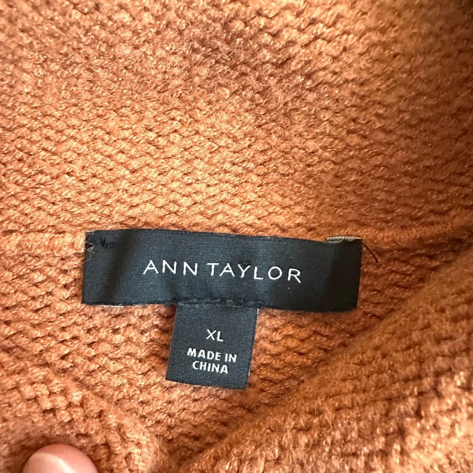 Acogedor suéter Ann Taylor años 90 coral naranja cuello redondo óxido XL Foto 2 de 4