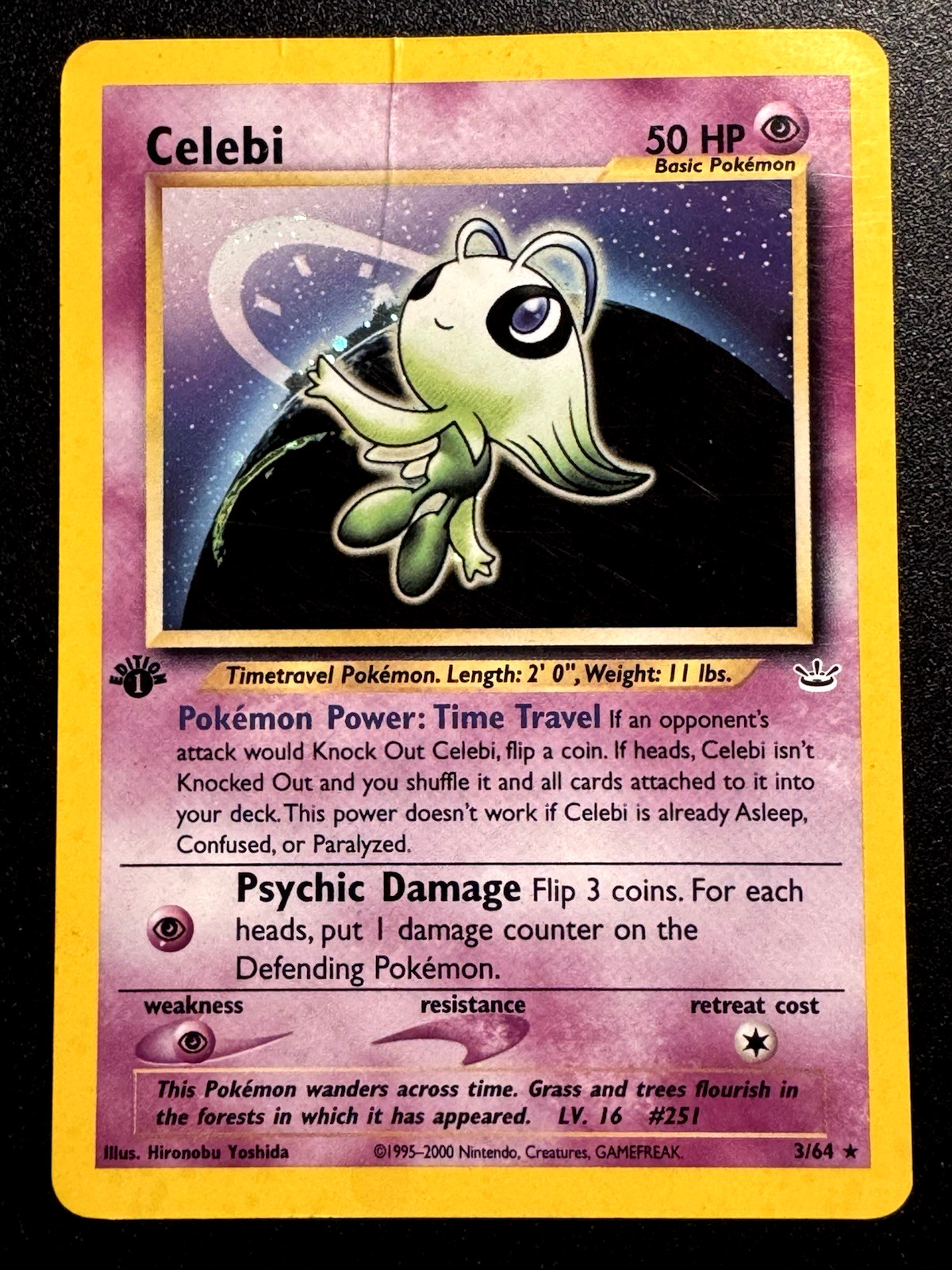 1st Edition Celebi 3/64 Neo Revelation Pokemon Card Holo Foil Rare HP-