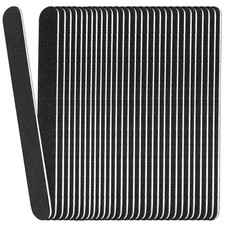 Emery Board Nail Files 24 Pack , 100/180 Grit 24 Pcs Wood Files, Black
