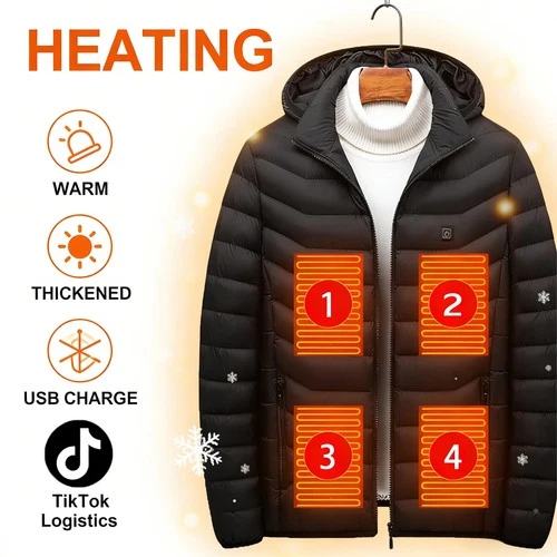 Unisex 9 Areas USB Electric Heated Coat No battery provided Winter Heating video thumbnail